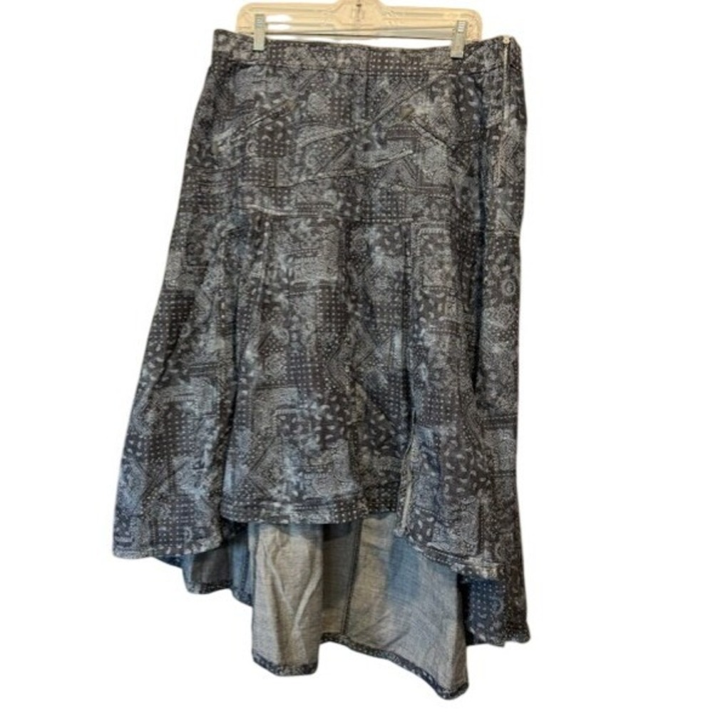 Rodeo Quincy Junk Gypsy Denim Rose Skirt 2XL Paisley Bandana High Low NWT